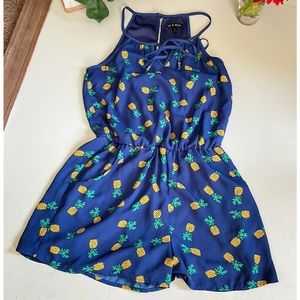 NWOT As U Wish Pineapple One Piece Shorts Romper - Size Small